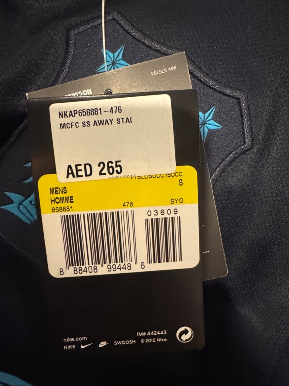 Nike Manchester City Etihad Futbol/ Soccer Away Jersey - Navy & Teal - Picture 10 of 10